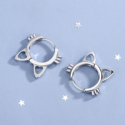 platinum color Cute Hollow Cat Ear Short Ear Clip - Sweet and Lovely Ear Jewelry.