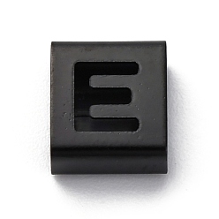 Letter E Ионное покрытие (ip) 304 квадратные подвески-слайдеры из нержавеющей стали, чёрные, Письмо E, 9x8x4 мм, отверстие : 3.5x8.5 мм