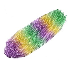 Разноцветный Выпечка расписные прозрачные стеклянные бусины, градиент цвета, сегментированные разноцветные бусины, круглые, красочный, 8 мм, отверстие : 1 мм, около 106 шт / нитка, 31.10'' (79 см)