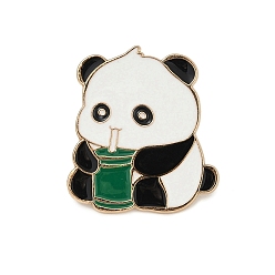 Белый Эмалевые значки с изображением панды, броши из сплава для одежды рюкзака, белые, 27.5x25 мм