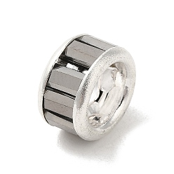 Серый Стойки обшивки латунные бусины, со стеклом, долговечный, без кадмия и без свинца, серые, 9.5x5.5 мм, отверстие : 4 мм