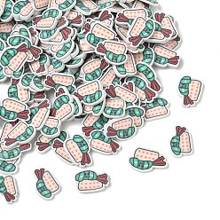 Food Handmade Polymer Clay Cabochons, Green, Sushi, 7.5x11x0.8~1.1mm, about 11111pcs/1000g