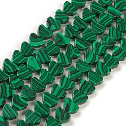 Malachite Synthetic Malachite Beads Strands, Dyed, Heart, 7~7.5mm, Hole: 0.6mm, about 62pcs/strand, 14.80''~15''(37.6~38.1cm)