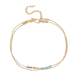 MI-B220422R Colorful Miyuki Beaded Double-Layer Bracelet with Gold Plated Wire, Unique Jewelry
