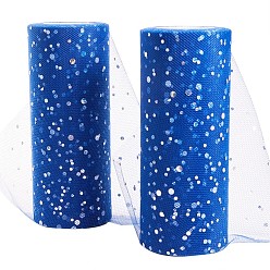 Midnight Blue BENECREAT Glitter Sequin Deco Mesh Ribbons, Tulle Fabric, Tulle Roll Spool Fabric For Skirt Making, Midnight Blue, 6 inch(15cm), about 25yards/roll(22.86m/roll)