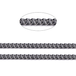 Черный Цвет Металла Железные кубинские звенья цепи, толстые цепи, несварные, с катушкой, овальные, металлический черный , 14x10x3 мм, около 49.21 футов (15 м) / рулон