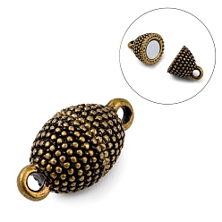 Античная Бронза Магнитные застежки из сплава с петлями, овальные, античная бронза, 17x8 мм, отверстие : 1.5 мм