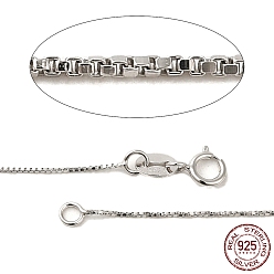 Platinum Rhodium Plated 925 Sterling Silver Necklaces, Box Chains, with Spring Ring Clasps, Thin Chain, Platinum, 16 inch, 1mm