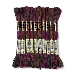 Indigo 10 Skeins 6-Ply Polyester Embroidery Floss, Cross Stitch Threads, Segment Dyed, Indigo, 0.5mm, about 8.75 Yards(8m)/skein