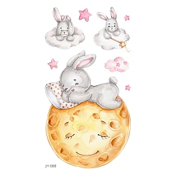 Moon Rabbit Pattern Removable Temporary Tattoos Paper Stickers, Moon, 10.5x6cm
