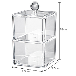 Прозрачный Прозрачная пластиковая коробка для хранения, для ватного тампона, ватный диск, блендер красоты, прямоугольные, прозрачные, 9.5x9.5x16 см
