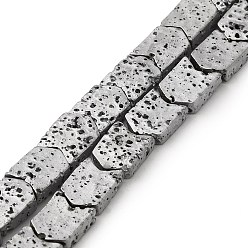 Platinum Plated Electroplated Natural Lava Rock Beads Strands, Arrow, Platinum Plated, 8~8.5x7x2.5mm, Hole: 0.9mm, about 56pcs/strand, 16.14''(41cm)
