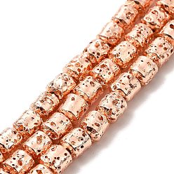 Rose Gold Plated Electroplated Natural Lava Rock Beads Strands, Column, Rose Gold Plated, 5x4mm, Hole: 1mm, about 80~83pcs/strand, 15.75~15.87 inch(40~40.3cm)