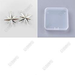 Antique Silver 20Pcs Tibetan Style Alloy Pendants, Star Charms, Antique Silver, 39x34mm, Hole: 2.5mm