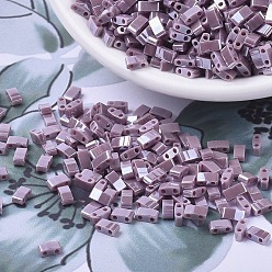 (HTL437) Непрозрачный Лиловый Блеск Миюки половина бусины тила, японский бисер, 2 отверстие, (htl 437) непрозрачный лиловый блеск, 5x2.3x1.9 мм, отверстие : 0.8 мм, Около 250 шт / 10 г