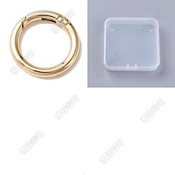 Light Gold 30 Anillos de compuerta de resorte de aleación de zinc, Forma de anillo, la luz de oro, 7 calibre, 27x3.5 mm