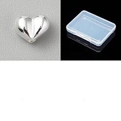 Plaqué 925 Argent Sterling 30perles en alliage pcs, cœur, 925 argent sterling plaqué, 6x8x5mm, Trou: 1.2mm