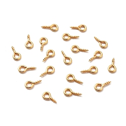 Golden 304 Stainless Steel Screw Eye Pin Peg Bails, For Half Drilled Beads, Golden, 8x4x1mm, Hole: 2mm, Pin: 1mm