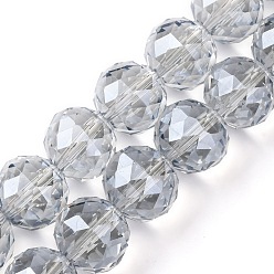 Гейнсборо Прозрачные стеклянные бусины гальваническим пряди, круглые, граненые, светло-серые, 15.5~16x14 мм, отверстие : 1.8 мм, около 26 шт / нитка, 14.37 дюйм (36.5 см)