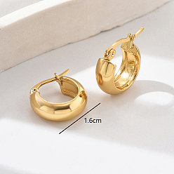 Real 18K Gold Plated 304 Stainless Steel Hoop Earrings, Real 18K Gold Plated, 16mm