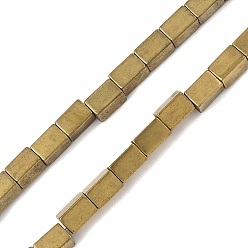 с Золотистым Покрытием Гальванические нити синтетических магнитных гематитовых бусин, кубоид, с золотым покрытием, 5x3x3 мм, отверстие : 1 мм, около 82~83 шт / нитка, 15.98~16.38'' (40.6~41.6 см)