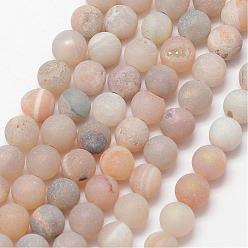PeachPuff Electroplated Natural Agate Bead Strands, Round, Grade A, PeachPuff, 6mm, Hole: 1mm, about 30pcs/strand, 7.5 inch