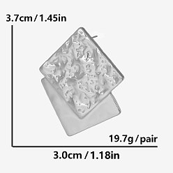 Серебро 304 квадратные серьги-гвоздики из нержавеющей стали с пазами, серебряные, 37x30 мм