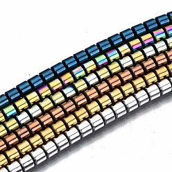 Mixed Color Electroplate Non-magnetic Synthetic Hematite Beads Strands, Column, Mixed Color, 3.5x3mm, Hole: 1mm, about 125~126pcs/strand, 15.55 inch~15.83 inch(39.5cm~40.2cm)
