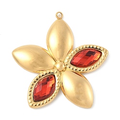 Гиацинт 304 подвески из нержавеющей стали, со стразами, , реальный 18 k позолоченный, гиацинт, 30x29x3.5 мм, отверстие : 1.5 мм