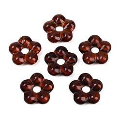Темно-Красный Прозрачные стеклянные бусины, цветок, темно-красный, 24x25x7 мм, отверстие : 6 мм