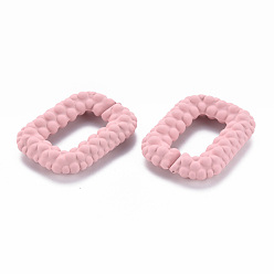 Pink Opaque Spray Painted Acrylic Quick Link Connectors, Rectangle, Pink, 35x26x7mm, Inner Diameter: 10.5x19.5mm