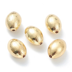 Real 18K Gold Plated Brass Beads, Long-Lasting Plated, Olive, Real 18K Gold Plated, 16.5x11x10mm, Hole: 1.5mm