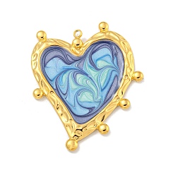 Сланцево-синий Ионное покрытие (ip) 304 подвески из нержавеющей стали, с эмалью, реальный 18 k позолоченный, шарма сердца, синевато-серый, 40.5x35x2.5 мм, отверстие : 2 мм