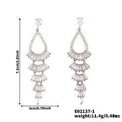 Fan Французские романтические серьги-гвоздики из латуни с кисточками, с полной отделкой стразами, серебряные, вентилятор, 71x20 мм