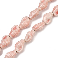 Pink Фарфоровые бусины ручной работы серии «Океан», раковина, розовые, 15~16x9~10x6~7.5 мм, отверстие : 2 мм, около 25 шт / нитка, 14.17'' (36 см)