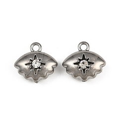 Кристалл 304 прелести нержавеющей стали, со стразами, очарование глаз, кристалл, 11.5x12x5 мм, отверстие : 1.6 мм