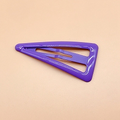 Violet Foncé Pinces à cheveux en métal émaillé de couleur unie, accessoires de cheveux pour les filles, triangle, violet foncé, 65x30mm