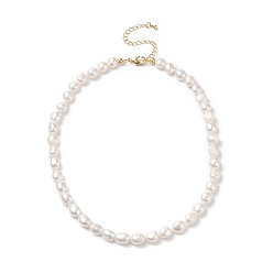 White Natural Pearl Beaded Necklaces for Women, White, 15.28 inch(38.8cm)