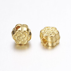 Golden Tibetan Style Alloy Beads, Flower, Cadmium Free & Lead Free, Golden, 4.5x3mm, Hole: 1mm, about 4650pcs/1000g