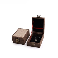 Sienna Linen Jewelry Storage Box, Jewelry Display Case, for Pendants Storage, Sienna, 12x9x5.7cm