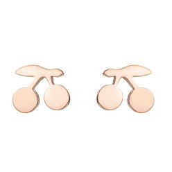 Cherry Rose Gold Unique Asymmetric Love Lock Mushroom Earrings with Maple Leaf Design for Spring