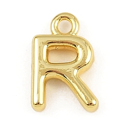 Letter R Латунь прелести, стойки покрытие, долговечный, без кадмия и без свинца, реальный 18 k позолоченный, Буква R, 9x6x2 мм, отверстие : 1.2 мм
