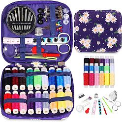 Mixed Color Sewing & Knitting Tools Kits, Buttons & Pins & Scissors & Pencil & Sewing Threads & Knitting Neddles & Crochet Hooks & Theader & Ruler, Mixed Color, 140x120x30mm