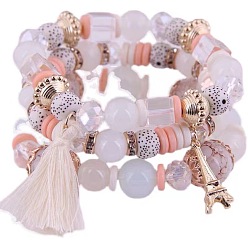 2# Metal Tower Tassel Candy Bead Multi-layer Fashion Bracelet for Chic Style