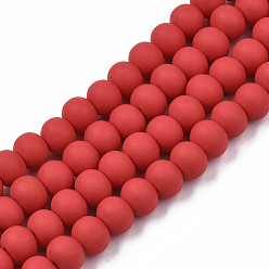 Темно-Красный Полимерной глины ручной работы бисер нитей, для поделок ювелирных изделий, круглые, темно-красный, 7x5.5 мм, отверстие : 1.6 мм, около 69 шт / нитка, 15.75 дюйм ~ 16.14 дюйм (40~41 см)