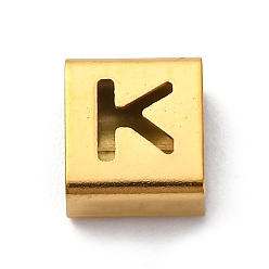 Letter K Ионное покрытие (ip) 304 квадратные подвески-слайдеры из нержавеющей стали, золотые, Письмо K, 9x8x4 мм, отверстие : 3.5x8.5 мм