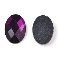Purple Electroplate Glass Cabochons, Flat Back & Back Plated, Faceted, Oval, Purple, 14x10x4mm