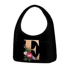 Letter E Мешочки из плюша и полиэстера с цветочным принтом и буквами, женская сумка через плечо, Письмо E, 57 см, мешок: 33x33x24 см