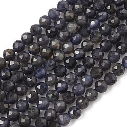 Айолит Природные иолит нитей бисера, граненые, круглые, 5 мм, отверстие : 0.7 мм, около 78 шт / нитка, 15.35'' (39 см)