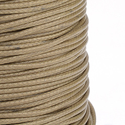 Tan Braided Korean Waxed Polyester Cords, Tan, 1mm, about 174.97 yards(160m)/roll